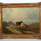 Maler des 19. Jh. ''Hirtin mit der Herde'' auf der Weide ruh… - фото 2