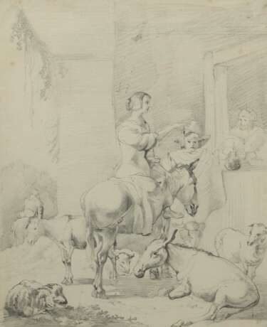 Zeichner des 19. Jh. ''Frau auf einem Esel'', Darstellung vo… - Foto 1