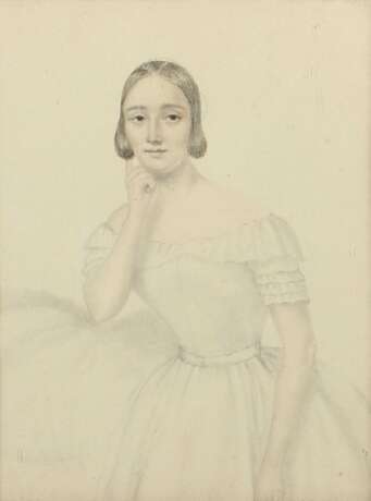 Maler des 19. Jh. ''Mädchen im weißen Kleid'', Halbportrait… - photo 1