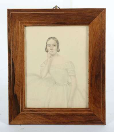 Maler des 19. Jh. ''Mädchen im weißen Kleid'', Halbportrait… - Foto 2