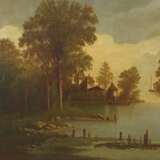 Maler des 19. Jh. ''Seelandschaft'' mit Bäumen und einer Bur… - photo 1
