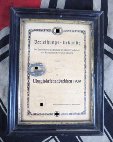 U-Boot-Kriegsabzeichen, mit Urkunde. - photo 2
