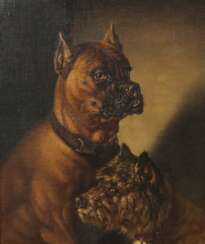 Maler des 20. Jh. ''Zwei Hunde'', Bildnis zweier verschieden…