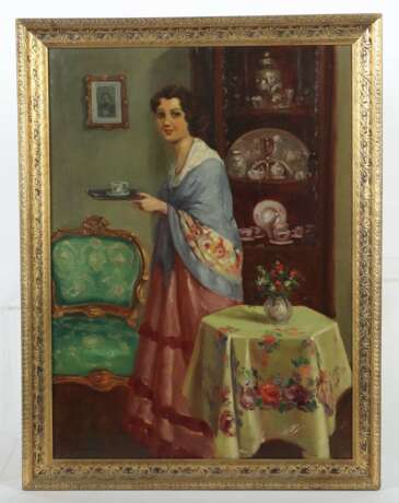 Maler des 20. Jh. ''Dame mit Porzellantasse'', Bildnis einer… - фото 2