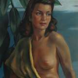 Maler des 20. Jh. ''Frau mit einem Ficus'', Halbaktdarstellu… - photo 1