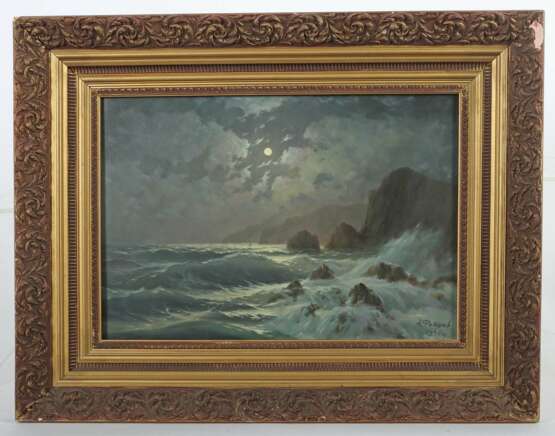 Maler des 20. Jh. ''Vollmond über Felsenküste'', nächtliche… - photo 2