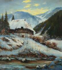 Müller, Hugo 1910 - 1994. ''Schwarzwaldhaus im Winter'', Dar…