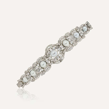 BRACELET PERLES FINES ET DIAMANTS - Foto 1