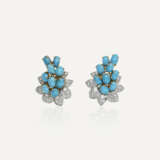 M.GÉRARD BOUCLES D'OREILLES TURQUOISES ET DIAMANTS - Foto 1