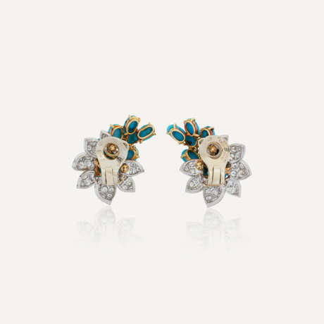 M.GÉRARD BOUCLES D'OREILLES TURQUOISES ET DIAMANTS - Foto 3