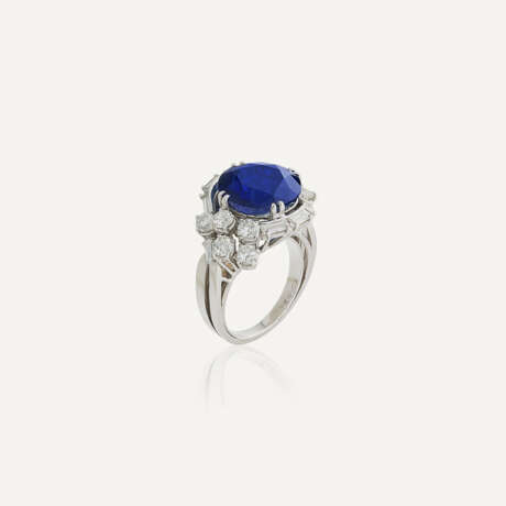 MONTURE VAN CLEEF & ARPELS BAGUE SAPHIR DE 8.47 CARATS ET DIAMANTS - Foto 2