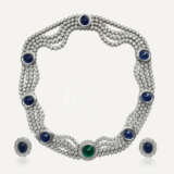 CHAUMET ENSEMBLE COLLIER ET BOUCLES D'OREILLES ÉMERAUDES, SAPHIRS ET DIAMANTS - Foto 1