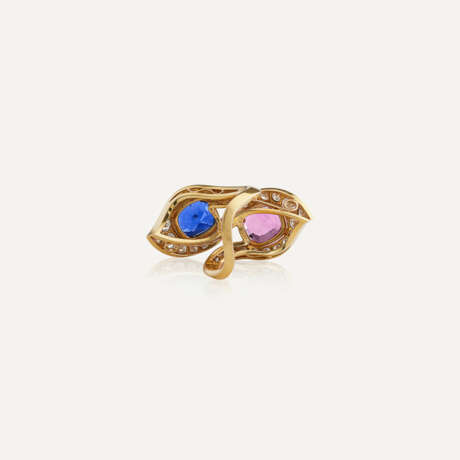 BULGARI BAGUE SAPHIR DE COULEUR, SAPHIR ET DIAMANTS - photo 2