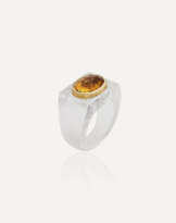 RENÉ BOIVIN BAGUE CRISTAL DE ROCHE ET CITRINE