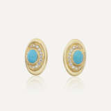 BULGARI BOUCLES D'OREILLES TURQUOISES ET DIAMANTS - Foto 1