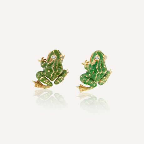 VAN CLEEF & ARPELS ENSEMBLE DE DEUX BROCHES 'GRENOUILLE' ÉMAIL ET DIAMANTS - фото 2