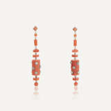 ATTRIBUÉES À CARTIER BOUCLES D’OREILLES ART DÉCO CORAIL ET DIAMANTS - Foto 1