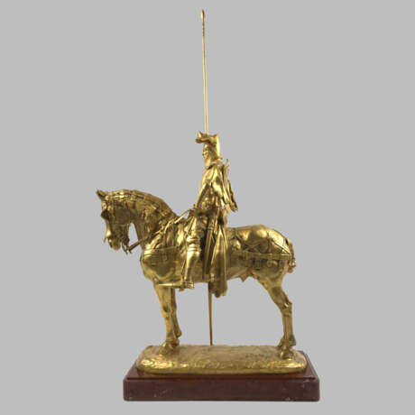 Бронзовая статуэтка «Рыцарь на коне» Fremiet Fremiet Позолоченная бронза бронзовое литье Франция 1885 г. - фото 2