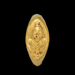 A ROMAN GOLD RING WITH ZEUS SERAPIS AND EAGLE