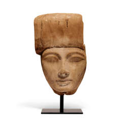 AN EGYPTIAN WOOD MUMMY MASK