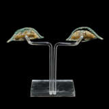 A LARGE PAIR OF EGYPTIAN BRONZE, ALABASTER AND PAINTED LIMESTONE EYES - фото 4