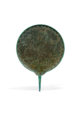AN ETRUSCAN BRONZE MIRROR WITH EUROPA AND THE BULL - photo 1