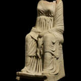 A GREEK TERRACOTTA SEATED DRAPED GODDESS - photo 2