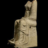 A GREEK TERRACOTTA SEATED DRAPED GODDESS - photo 4