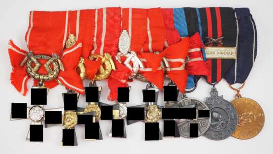 Finnland: Ordenschnalle mit 9 Auszeichnungen - Veteran dreier Kriege. - Foto 1