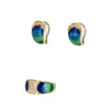 Enamel-Diamond-Set: Ring and Clip-on Earrings - photo 1
