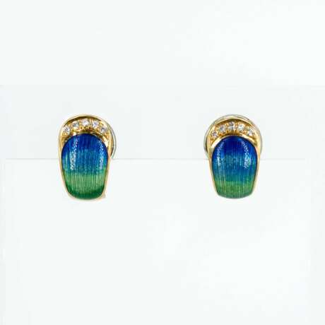 Enamel-Diamond-Set: Ring and Clip-on Earrings - photo 7