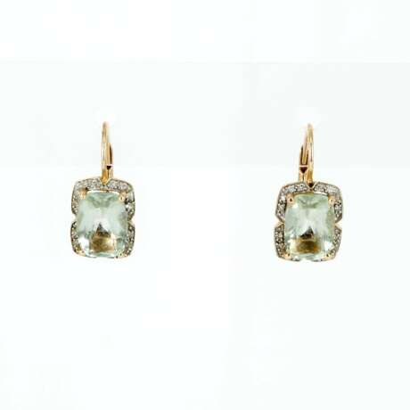 Prasiolite-Diamond-Set: Ring, Ear RIngs and Pendant - photo 2