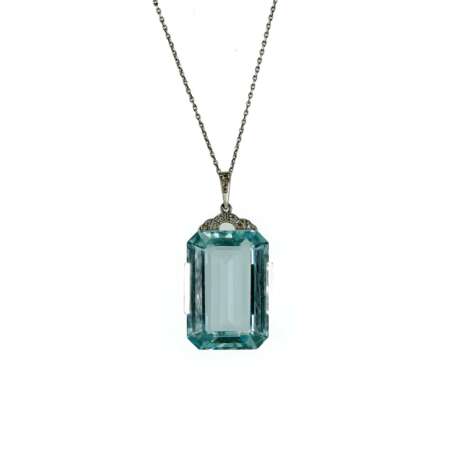 Aquamarine-Diamond-Pendant-Necklace - фото 1