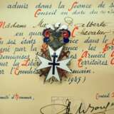 Frankreich: Orden des Lothringer-Kreuzes, Ritterdekoration, mit Urkunde. - фото 2