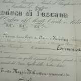 Toskana: Ordern für Zivil- und Militär-Verdienste, Militärische Abteilung, Komturkreuz Urkunde für Massimiliano Conte di Orsini e Rosenberg. - фото 2