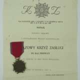 Polen: Orden Polonia Restituta, Bronze Kreuz, mit Urkunde. - Foto 2