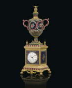 Gilding. A GEORGE III ORMOLU, ENAMEL AND PASTE-SET QUARTER-STRIKING TABLE CLOCK FOR THE CHINESE MARKET