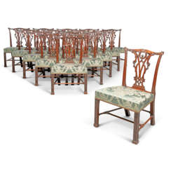 A SET OF SIXTEEN LATE GEORGE II MAHOGANY DINING-CHAIRS