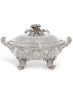 Tureens. A LOUIS XV SILVER SOUP-TUREEN, COVER AND LINER