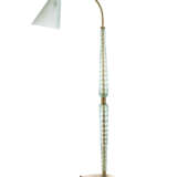 Large floor lamp. Murano, 1950s. Two-piece transparent light green glass twisted stem, bell-shaped corroded glass light diffuser, metal and brass frame and base. (h 206.5 cm.) (slight defects) | | Provenance | Private collection, Milan - photo 1