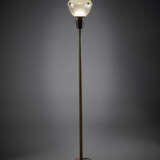 Floor lamp model "Lte7". Produced by Azucena, Milan, 1950s. Transparent pressed glass spotlight, pressed glass cup, painted aluminium cup, brass stem, marble base. (h 180 cm.) (slight defects and restoration) - photo 1
