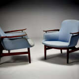 Pair of armchairs model "NV53". Execution by Niels Vodder,, 1953ca. Teak, brass and light blue fabric. (72x73.5x66 cm.) (defects and restorations) | | Literature | Noritsugu Oda, Danish Chairs, Tokyo 1996, ill. p. 99; | Michael Ellison, Leslie Pina - photo 1