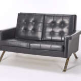 Sofa model "875". Produced by Cassina, Meda, 1960. Chromed steel frame, black leatherette upholstery. (140x77x89 cm.) (slight defects) - фото 1