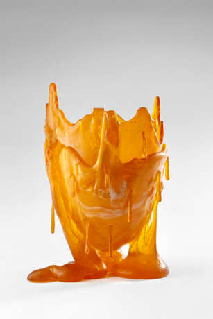 Resin vase model "Clear special L". Produced by Fish Design,, 1990s/2000s. Orange epoxy resin. Multiple 97/2000. Mark of the manufactory and signature printed on the side. (h 30 cm.; d 35 cm.) (slight defects) - photo 3