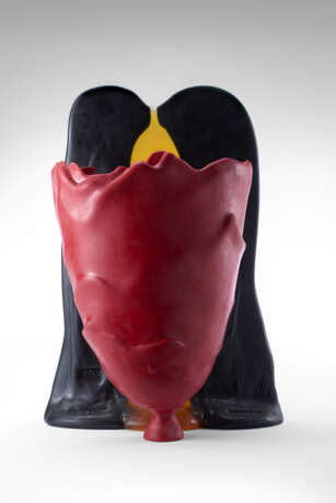 Vase / sculpture of the series "Wall". Produced by Fish Design,, 2005. Red, yellow, orange and black epoxy resin. Marked, dated and numbered. (38x52x22 cm.) - photo 1