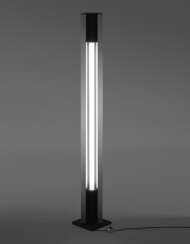 Floor lamp model "Moonlight". Produced by Arredoluce,, 1970s. Adjustable mirrored metal frame. (22x163 cm.)