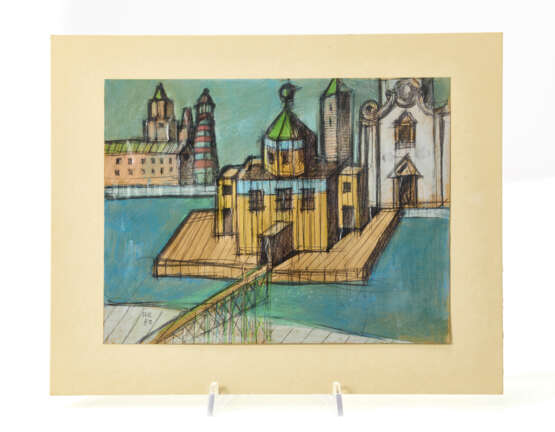"Senza titolo" | Drawing depicting the floating installation "Teatro del mondo". Milan, 1980. Mixed media on paper. Framed. Signed and dated "AR/80" on the bottom left. (21x27.5 cm.) (slight defects) | | Provenance | Private collection, Italy - photo 1