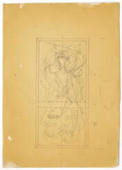 "Angelo" | Study for decoration. Italy, 1960s/1970s. Graffite on heliocopy. Signed on the bottom right "Gio". (cm 68.8x49.4) (slight defects)
