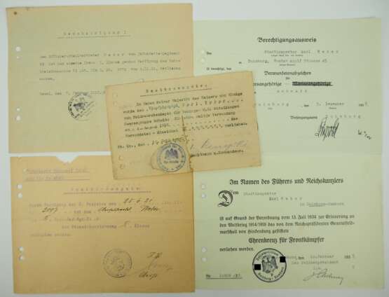 Preussen: Urkundengruppe eines Offiziers-Stellverterters der Gebirgs M.G. Abteilung, Heeresgruppe Scholtz. - photo 1