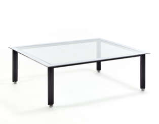 Coffe table of the series "T10 Fasce cromate". Produced by Azucena, Milan, 1957ca. Black lacquered metal frame, chromed feet, glass top with chromed metal perimeter. (120x40.2x100 cm.) (slight defects) | | Literature | Azucena. Mobili e oggetti, a 